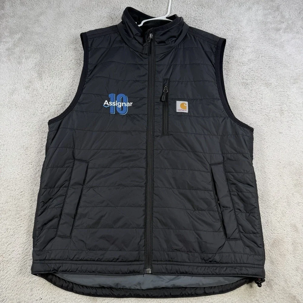 Carhartt Vest Men Medium Black Gilliam Lightweight Rain Defender Relaxed Fit Zip